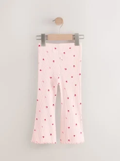 Roze kersenharten - Geribbelde flare legging (3 mnd-7 jr)
