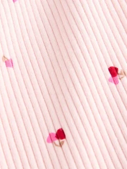 Roze kersenharten - Geribbelde flare legging (3 mnd-7 jr)