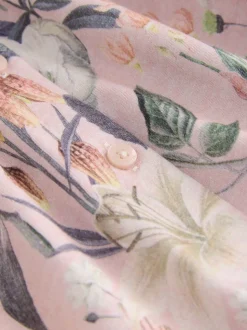 Roze met bloemenprint - Jurk met lange mouwen en kraag (3mnd-7jr)