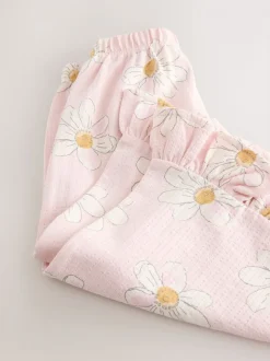 Roze met bloemenprint - Wide Leg Frill Trousers (3mths-7yrs)