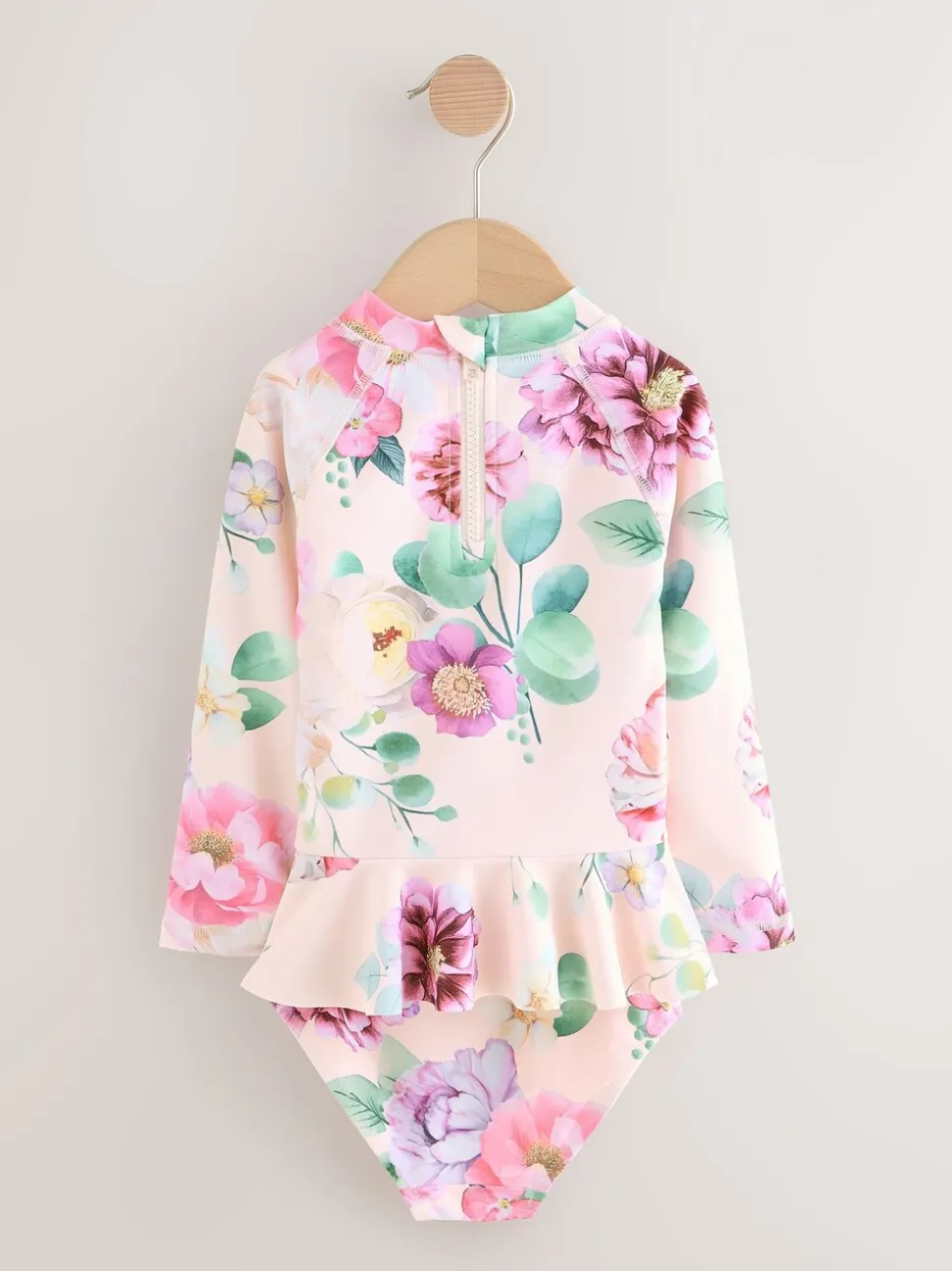 Roze met bloemenprint - Zonbeschermende zwemset (3 mnd-7 jr)