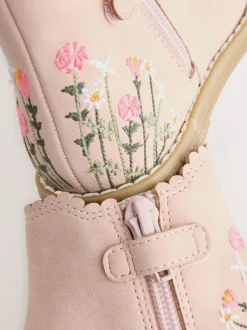Roze met borduursel - Chelsea enkellaars