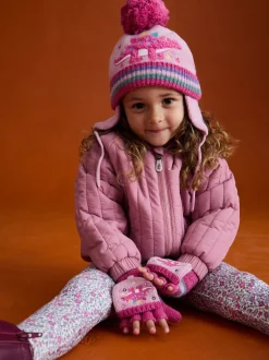 Roze met dinoprint - JoJo Maman Bébé - Fairisle-muts