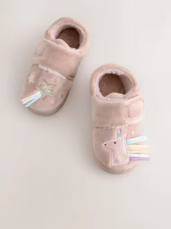 Roze met eenhoornprint - Gezellige pantoffels met voering en omgevende zool