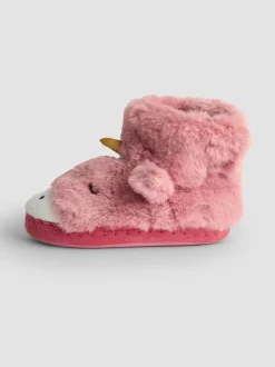 Roze met eenhoornprint - JoJo Maman Bébé Plush Slipper Boots