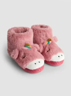 Roze met eenhoornprint - JoJo Maman Bébé Plush Slipper Boots