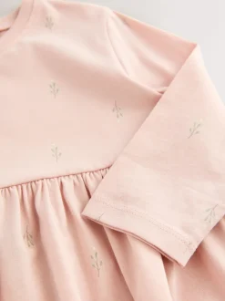 Roze met elfjes - Jurk met lange mouwen en versiering (3mnd -7jr)