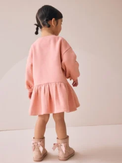 Roze met elfjes - Sweaterjurk met verlaagde taille (3mnd-7jr)