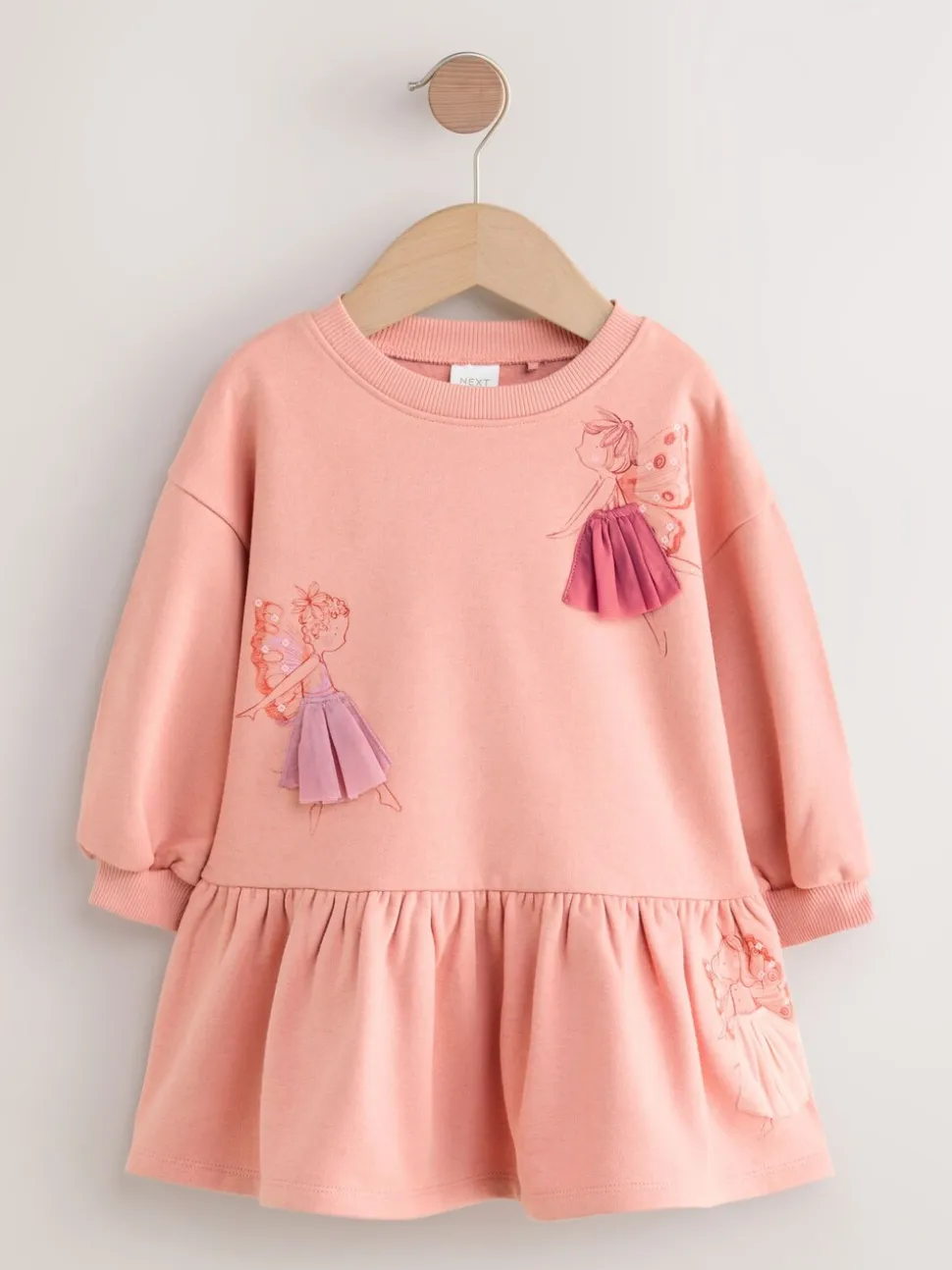 Roze met elfjes - Sweaterjurk met verlaagde taille (3mnd-7jr)