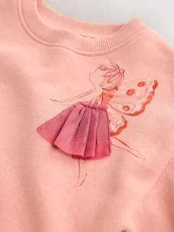 Roze met elfjes - Sweaterjurk met verlaagde taille (3mnd-7jr)