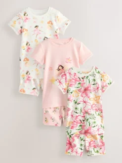 Roze met elfjes - Verpakking van 3 korte pyjama's (9mnd -10jr)