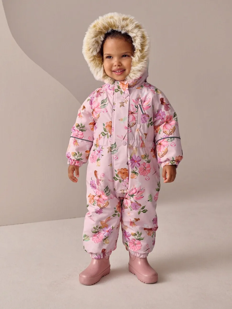 Roze met elfjes - Waterdicht sneeuwpak met print (3mnd-7jr)