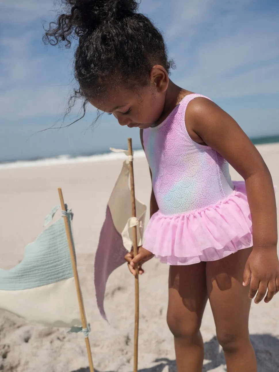 Roze met folieprint - Mesh Tutu Swimsuit (3mths-7yrs)