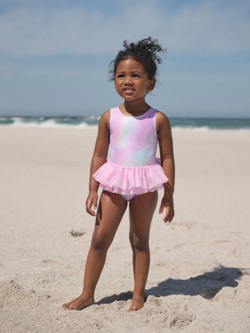 Roze met folieprint - Mesh Tutu Swimsuit (3mths-7yrs)