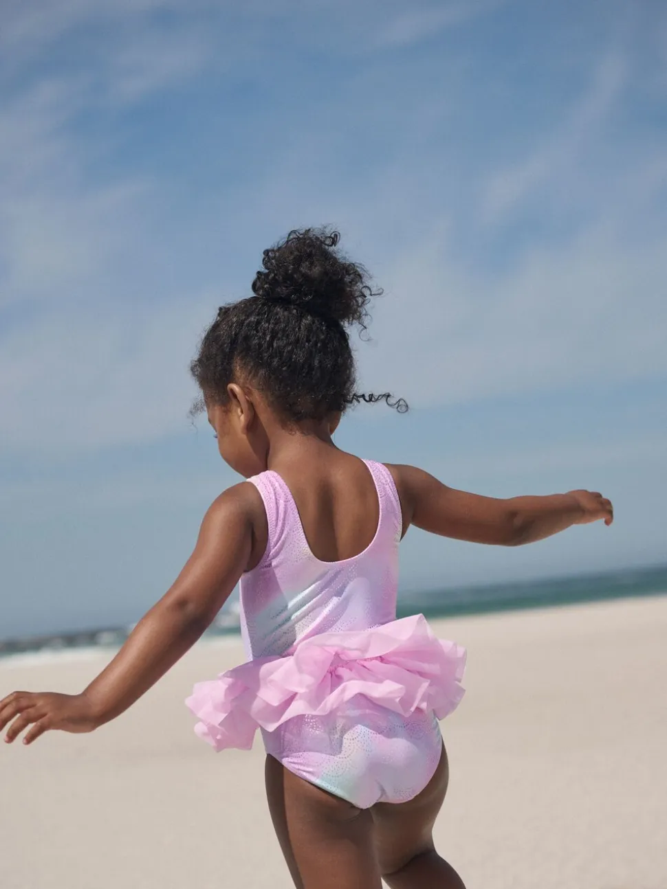 Roze met folieprint - Mesh Tutu Swimsuit (3mths-7yrs)