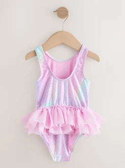 Roze met folieprint - Mesh Tutu Swimsuit (3mths-7yrs)