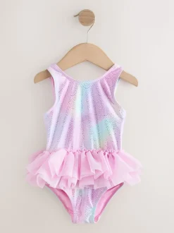 Roze met folieprint - Mesh Tutu Swimsuit (3mths-7yrs)