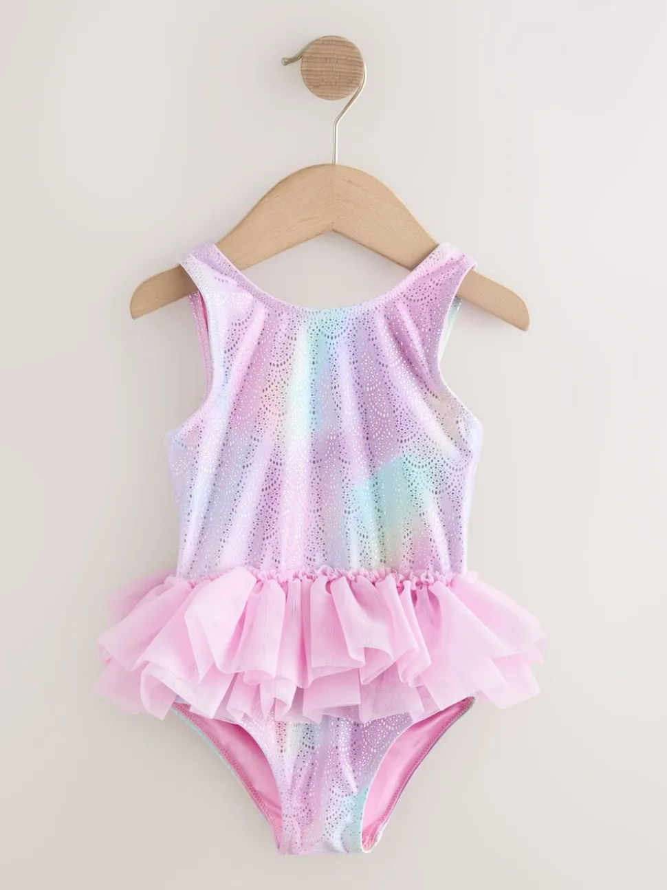 Roze met folieprint - Mesh Tutu Swimsuit (3mths-7yrs)