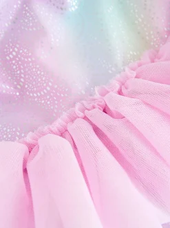 Roze met folieprint - Mesh Tutu Swimsuit (3mths-7yrs)