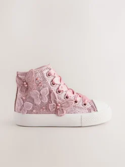 Roze met glittervlinderprint - Hoge sneakers