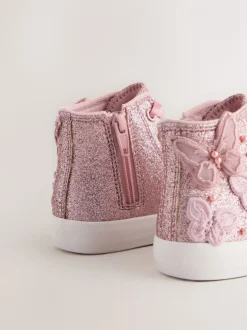 Roze met glittervlinderprint - Hoge sneakers