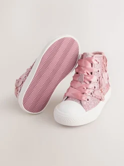 Roze met glittervlinderprint - Hoge sneakers