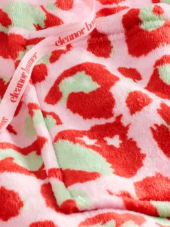 Roze met groen - Eleanor Bowmer Leopard Print Fleece Robe