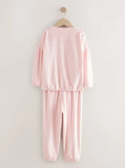Roze met hart van lovertjes - Behaaglijke fleece pyjama (9 mnd-16 jr)