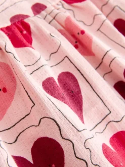 Roze met hartjes - Jersey jurk met lange mouwen (3 mnd-7 jr)