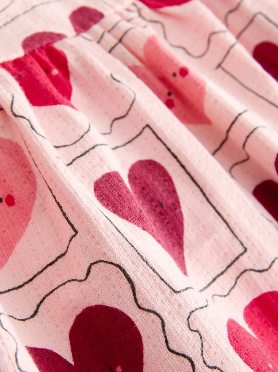 Roze met hartjes - Jersey jurk met lange mouwen (3 mnd-7 jr)
