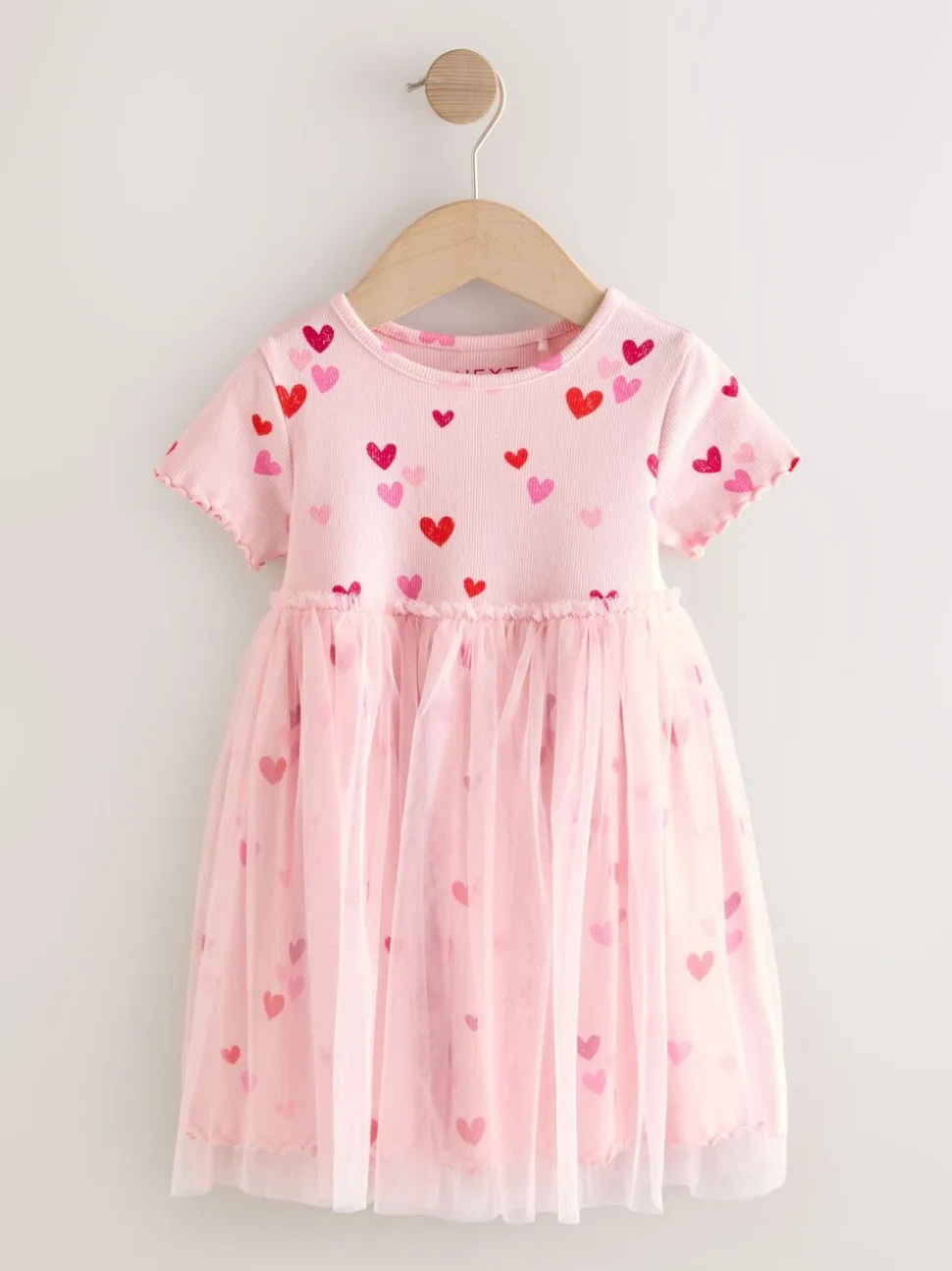 Roze met hartjes - Mesh Skirt Dress (3mths-7yrs)