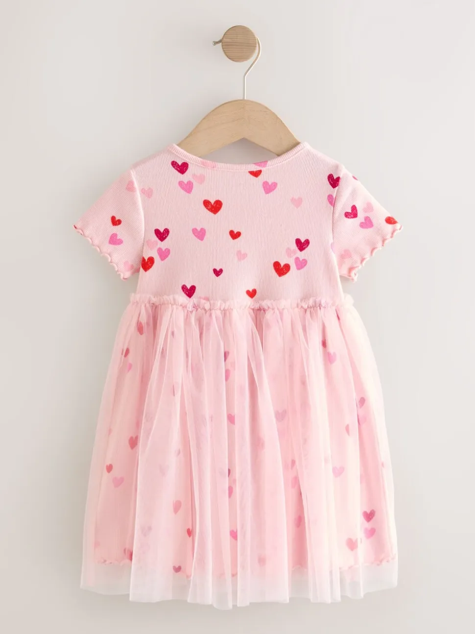 Roze met hartjes - Mesh Skirt Dress (3mths-7yrs)
