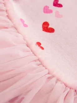 Roze met hartjes - Mesh Skirt Dress (3mths-7yrs)