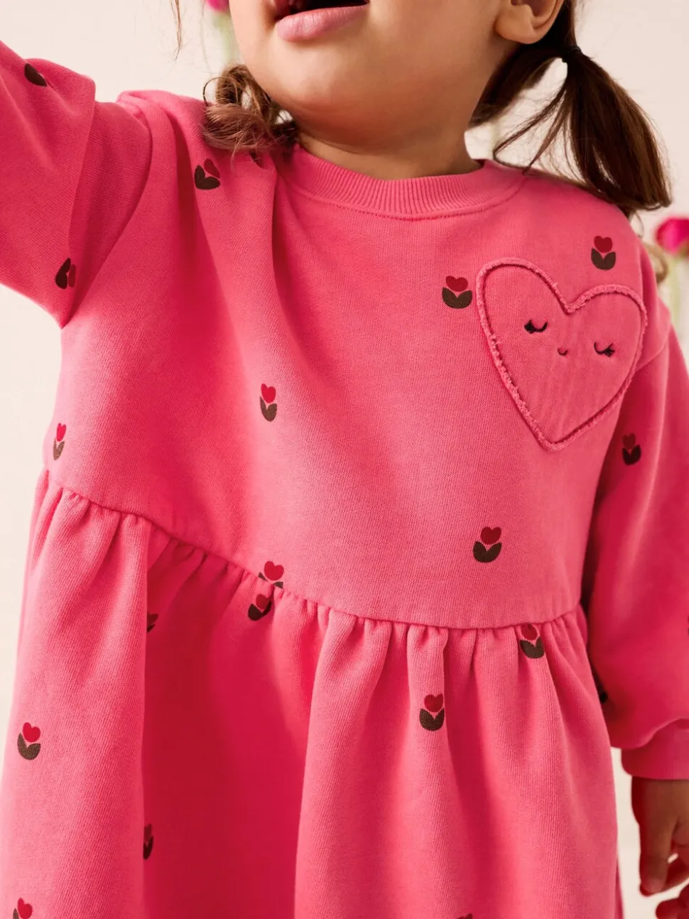 Roze met hartjes - Sweaterjurk (3 mnd-7 jr)