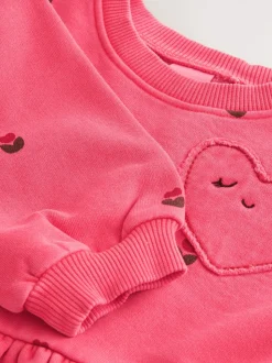 Roze met hartjes - Sweaterjurk (3 mnd-7 jr)
