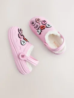 Roze met hartjesprint - Pantoffelklompen