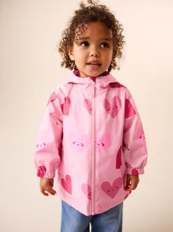 Roze met hartjesprint - Regenbestendig jack met print (3mnd-7jr)