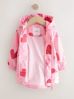 Roze met hartjesprint - Regenbestendig jack met print (3mnd-7jr)