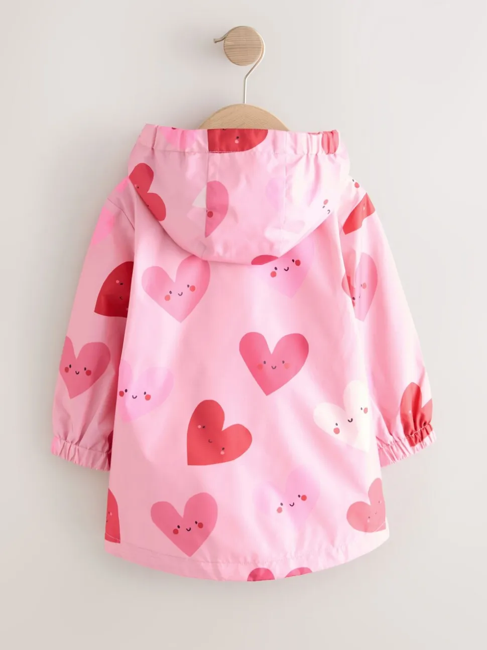 Roze met hartjesprint - Regenbestendig jack met print (3mnd-7jr)