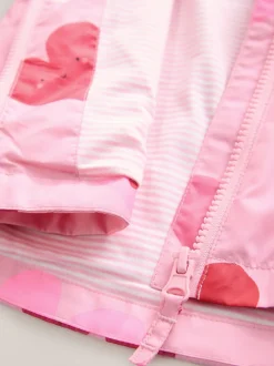 Roze met hartjesprint - Regenbestendig jack met print (3mnd-7jr)