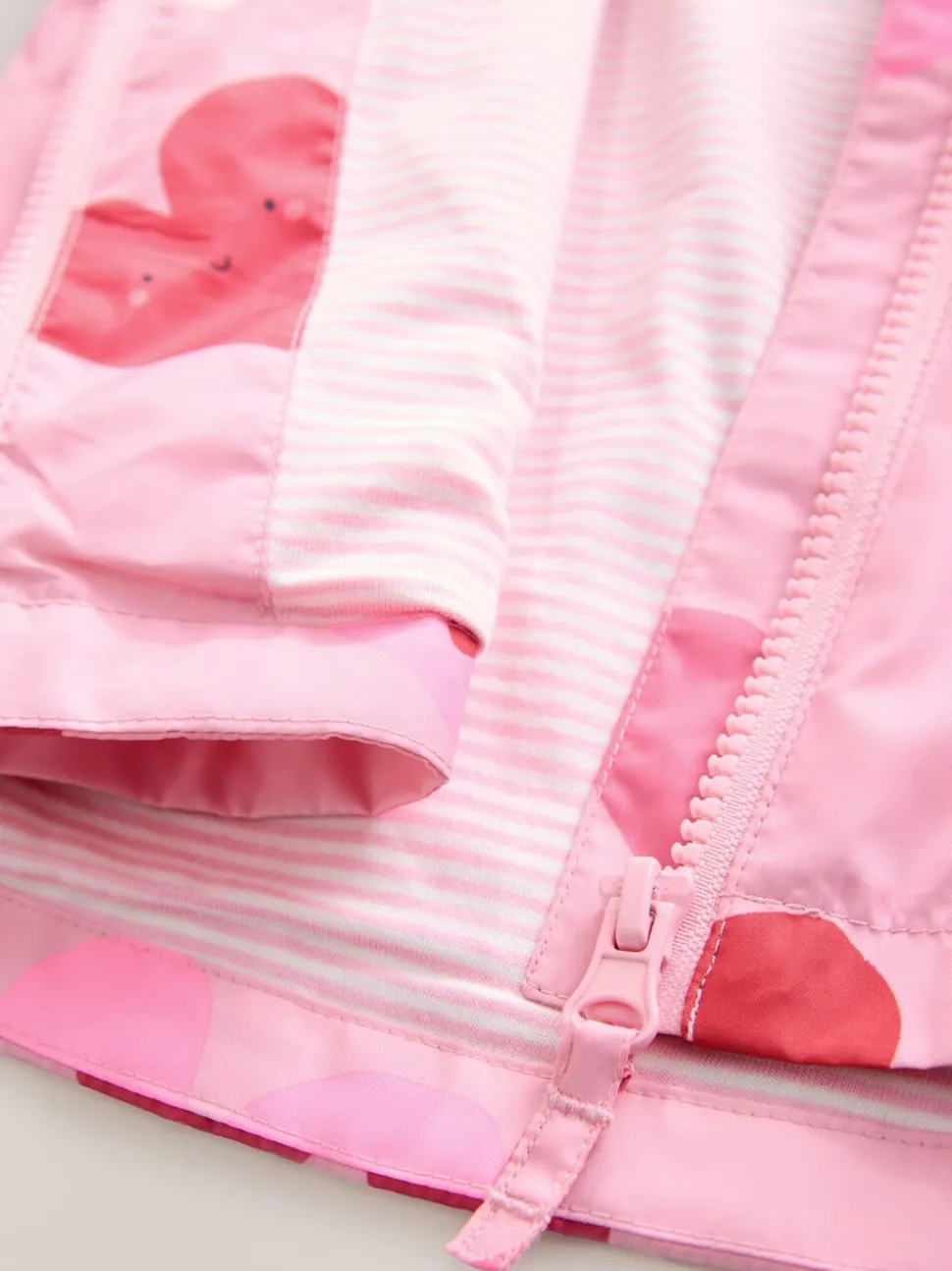 Roze met hartjesprint - Regenbestendig jack met print (3mnd-7jr)