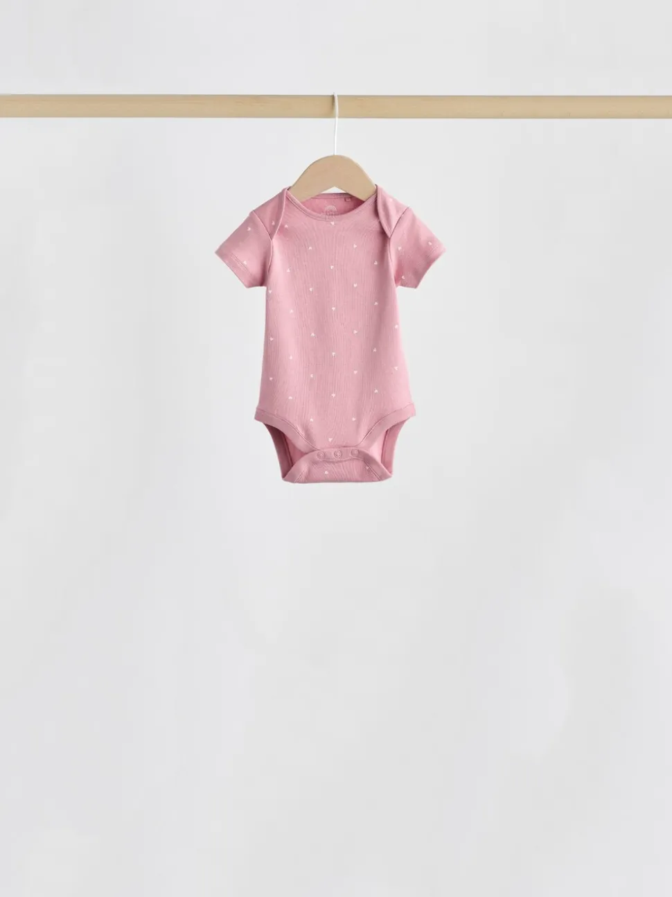 Roze met hartjesprint - Set van 5 babyrompertjes met korte mouwen