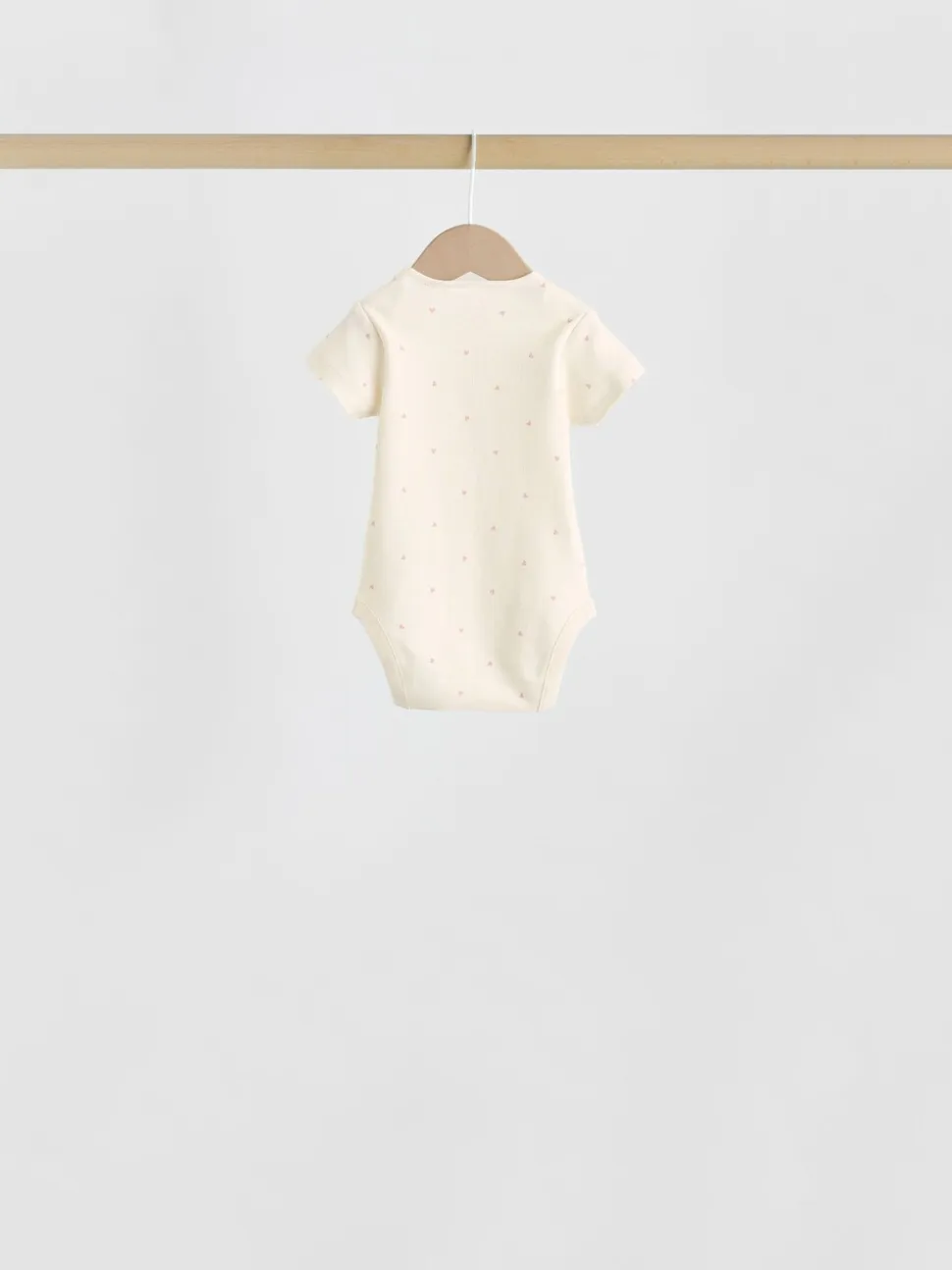 Roze met hartjesprint - Set van 5 babyrompertjes met korte mouwen
