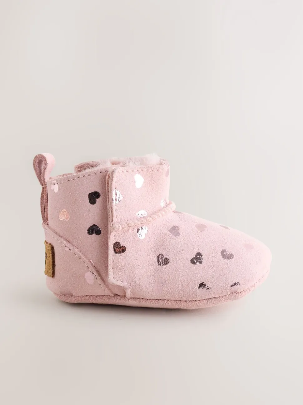 Roze met hartjesprint - Suède baby-instaplaarsjes (0-24mnd)