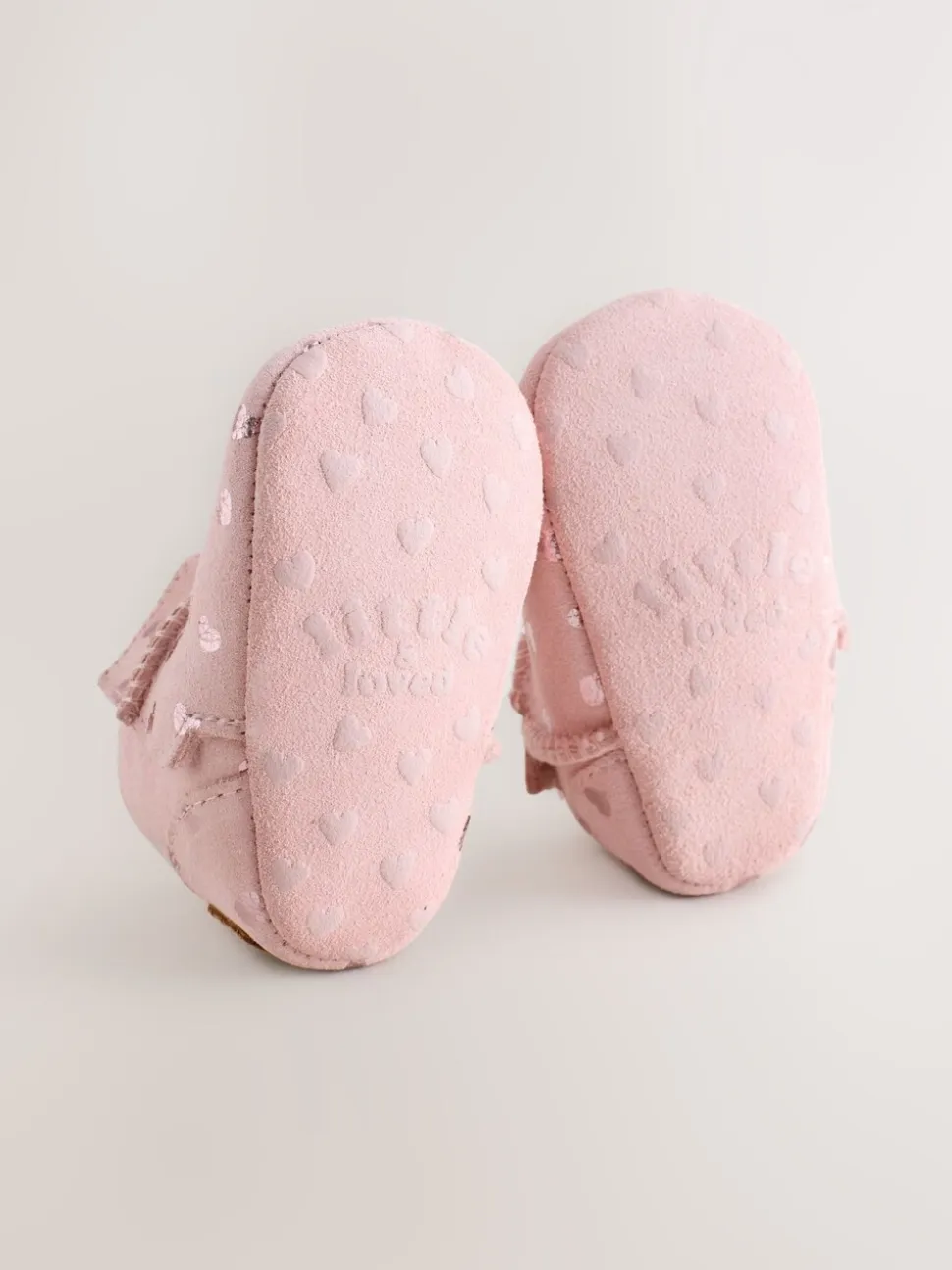 Roze met hartjesprint - Suède baby-instaplaarsjes (0-24mnd)