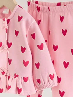 Roze met hartjesprint - Top & Leggings Set 2 Piece (0mths-2yrs)
