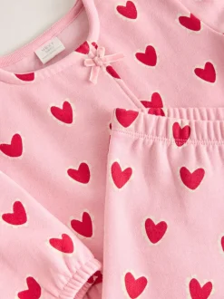 Roze met hartjesprint - Top & Leggings Set 2 Piece (0mths-2yrs)