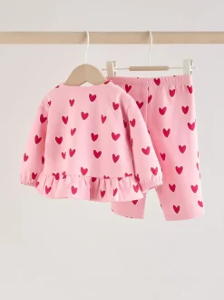 Roze met hartjesprint - Top & Leggings Set 2 Piece (0mths-2yrs)