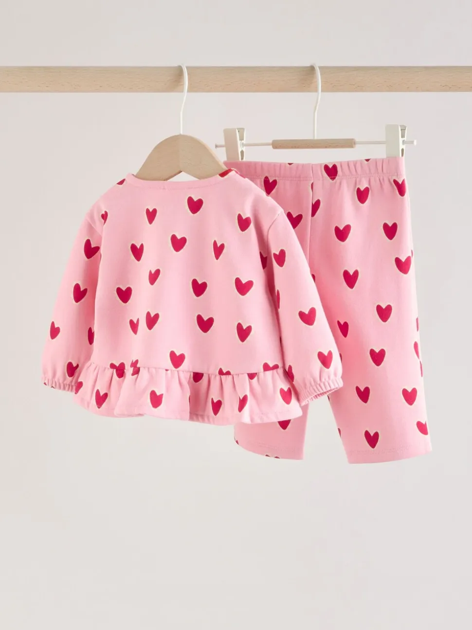 Roze met hartjesprint - Top & Leggings Set 2 Piece (0mths-2yrs)