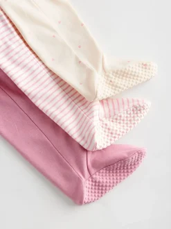 Roze met hartjesprint - Verpakking van 3 babypyjama's met tweewegrits (0-2jr)